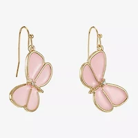 Liz Claiborne Womens Glass Butterfly Drop Earrings