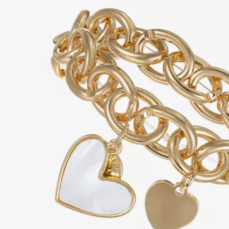 Liz Claiborne Womens Shell Heart Stretch Bracelet