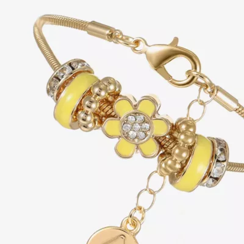 Liz Claiborne Womens Glass Flower Charm Bracelet