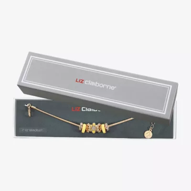 Liz Claiborne Womens Glass Flower Charm Bracelet