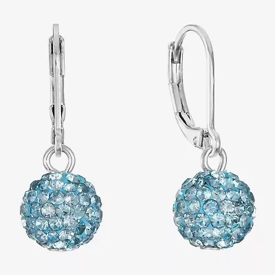 Monet Jewelry Womens Blue Glass Round Drop Earrings