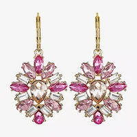 Monet Jewelry Womens Pink Glass Drop Earrings