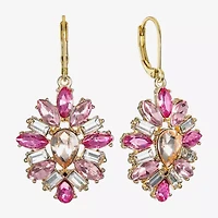 Monet Jewelry Womens Pink Glass Drop Earrings