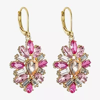 Monet Jewelry Womens Pink Glass Drop Earrings