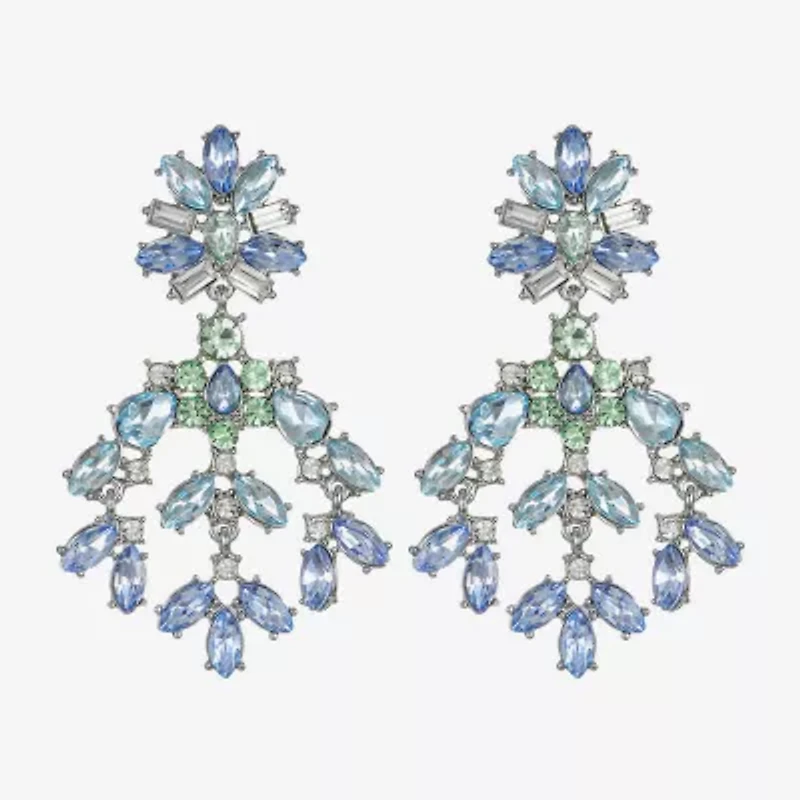 Monet Jewelry Womens Blue Glass Hypoallergenic Chandelier Earrings