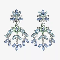 Monet Jewelry Womens Blue Glass Hypoallergenic Chandelier Earrings