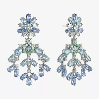 Monet Jewelry Womens Blue Glass Hypoallergenic Chandelier Earrings