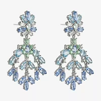 Monet Jewelry Womens Blue Glass Hypoallergenic Chandelier Earrings