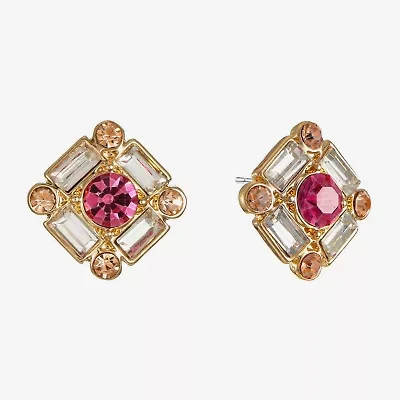 Monet Jewelry Pink Glass 16.5mm Stud Earrings