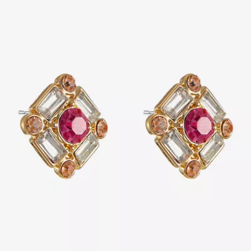 Monet Jewelry Pink Glass 16.5mm Stud Earrings