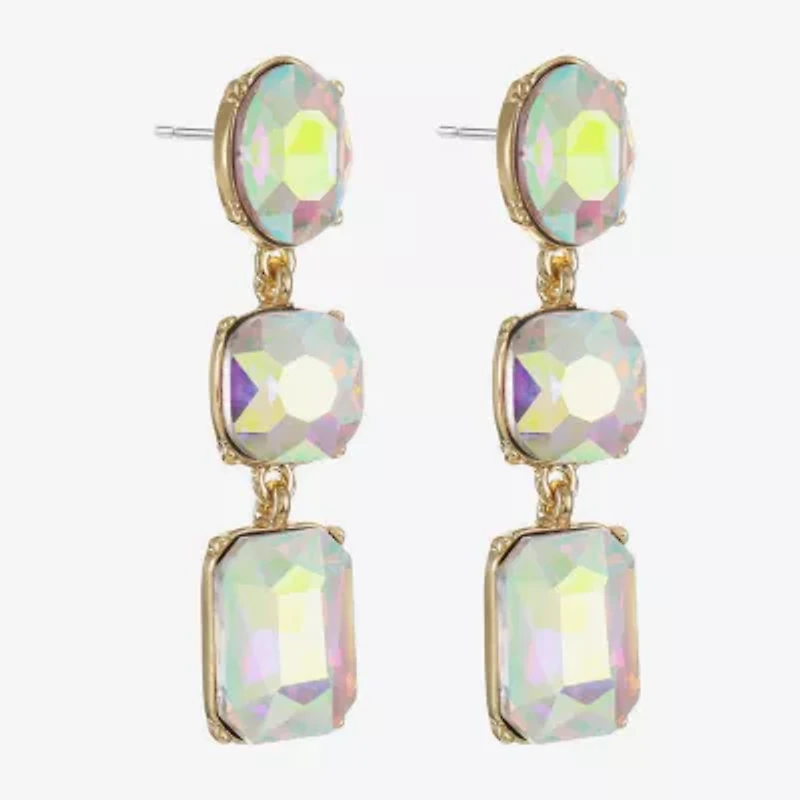 Monet Jewelry Womens Glass Cushion Hypoallergenic Drop Earrings
