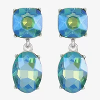 Monet Jewelry Womens Green Glass Cushion Hypoallergenic Drop Earrings