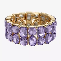 Monet Jewelry Womens Purple Glass Cushion Stretch Bracelet
