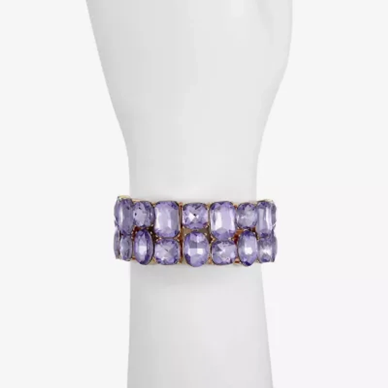 Monet Jewelry Womens Purple Glass Cushion Stretch Bracelet