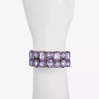 Monet Jewelry Womens Purple Glass Cushion Stretch Bracelet