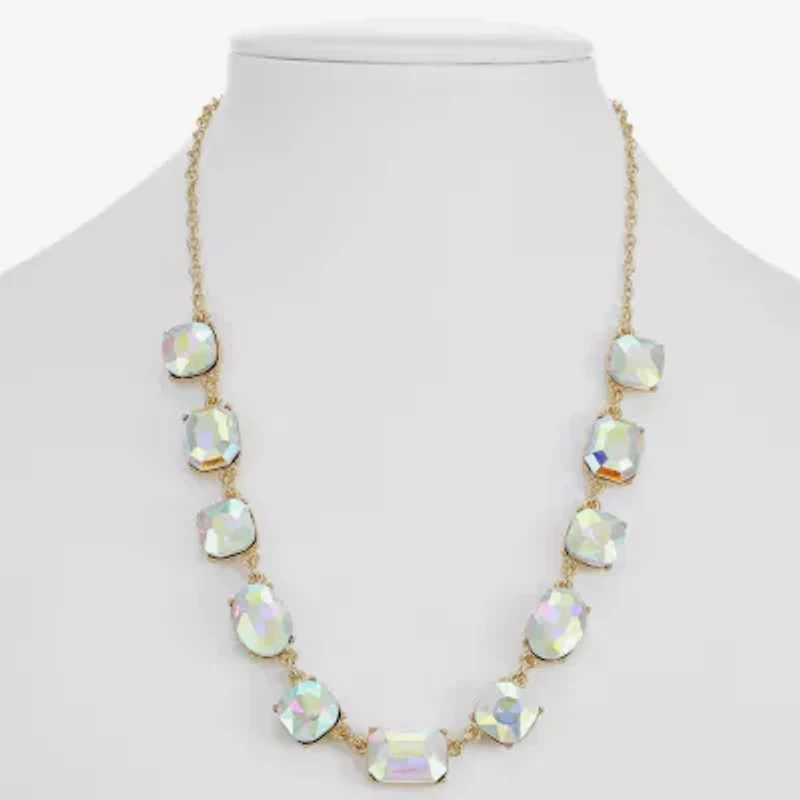 Monet Jewelry Womens Green 17 Inch Collar Necklace