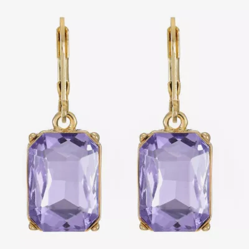 Monet Jewelry Womens Purple Glass Drop Earrings