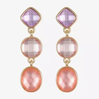 Monet Jewelry Womens Pink Glass Oval Round Hypoallergenic Drop Earrings