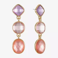 Monet Jewelry Womens Pink Glass Oval Round Hypoallergenic Drop Earrings