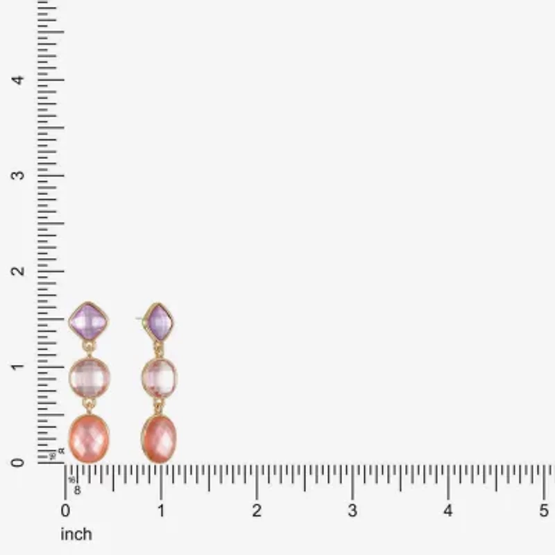 Monet Jewelry Womens Pink Glass Oval Round Hypoallergenic Drop Earrings