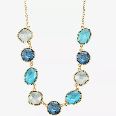 Monet Jewelry Womens Blue 17 Inch Collar Necklace