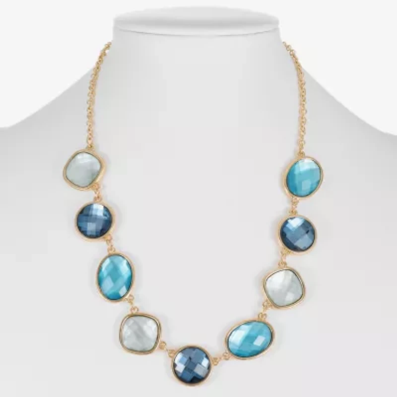Monet Jewelry Womens Blue 17 Inch Collar Necklace