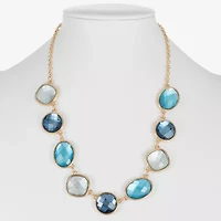 Monet Jewelry Womens Blue 17 Inch Collar Necklace