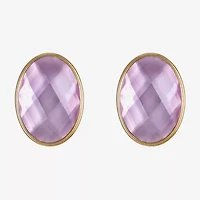 Monet Jewelry Womens Purple Glass Oval Clip On Earrings