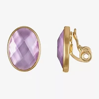 Monet Jewelry Womens Purple Glass Oval Clip On Earrings