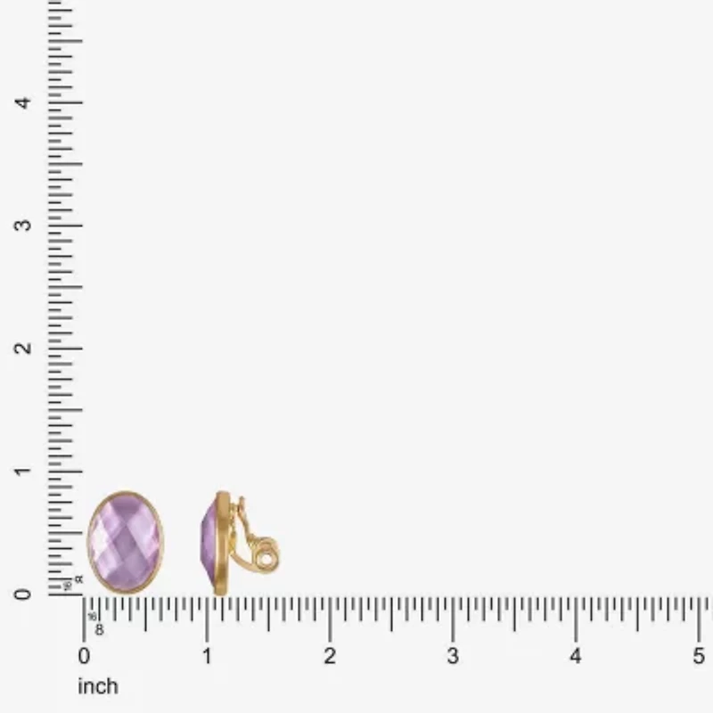 Monet Jewelry Womens Purple Glass Oval Clip On Earrings