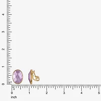 Monet Jewelry Womens Purple Glass Oval Clip On Earrings