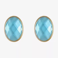Monet Jewelry Womens Blue Glass Oval Clip On Earrings