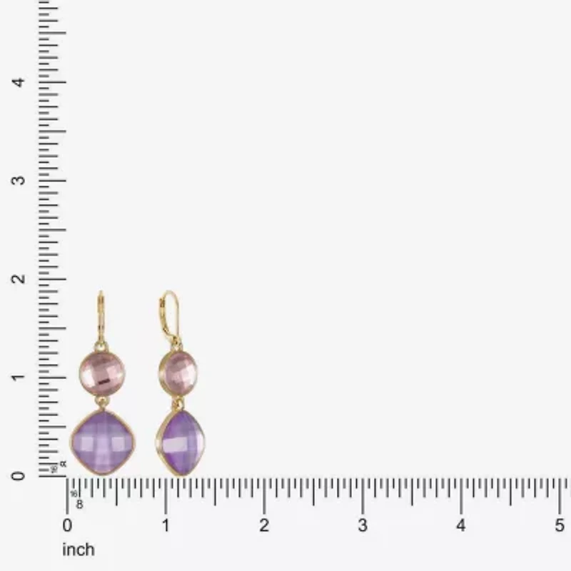 Monet Jewelry Womens Pink Glass Round Cushion Drop Earrings