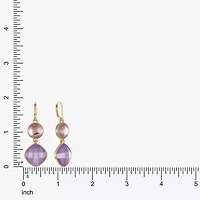 Monet Jewelry Womens Pink Glass Round Cushion Drop Earrings