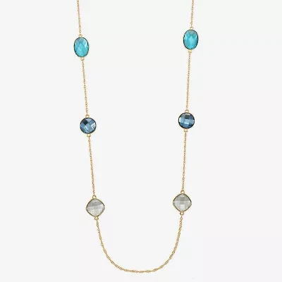 Monet Jewelry Womens Blue Glass 36 Inch Strand Necklace