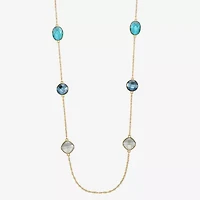 Monet Jewelry Womens Blue Glass 36 Inch Strand Necklace
