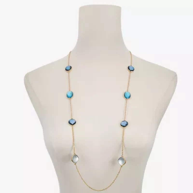 Monet Jewelry Womens Blue Glass 36 Inch Strand Necklace