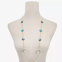 Monet Jewelry Womens Blue Glass 36 Inch Strand Necklace
