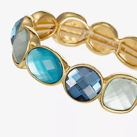 Monet Jewelry Womens Blue Glass Round Stretch Bracelet