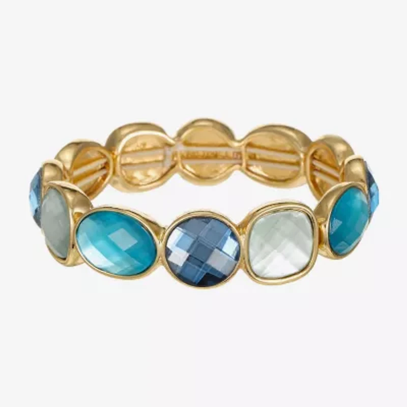 Monet Jewelry Womens Blue Glass Round Stretch Bracelet