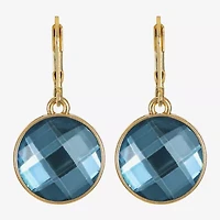 Monet Jewelry Womens Blue Glass Round Drop Earrings