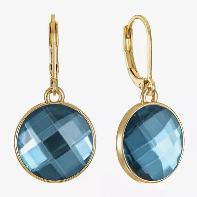 Monet Jewelry Womens Blue Glass Round Drop Earrings