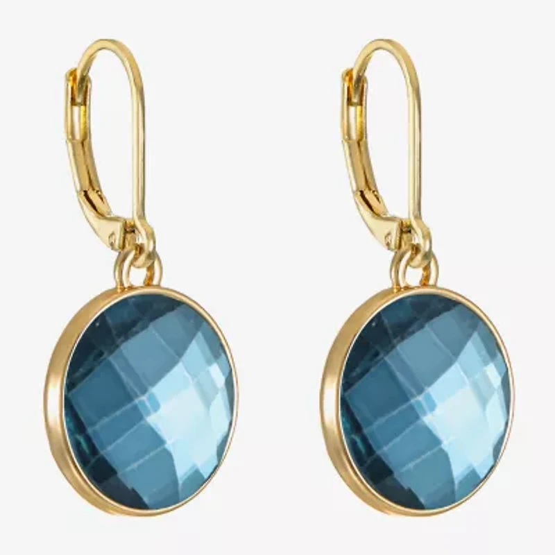Monet Jewelry Womens Blue Glass Round Drop Earrings