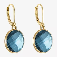 Monet Jewelry Womens Blue Glass Round Drop Earrings