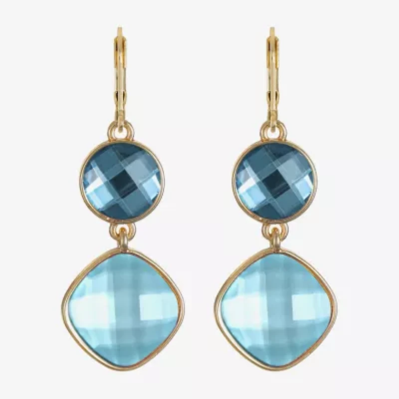 Monet Jewelry Womens Pink Glass Round Cushion Drop Earrings