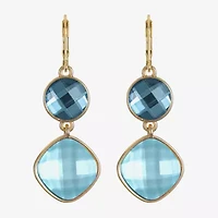 Monet Jewelry Womens Pink Glass Round Cushion Drop Earrings