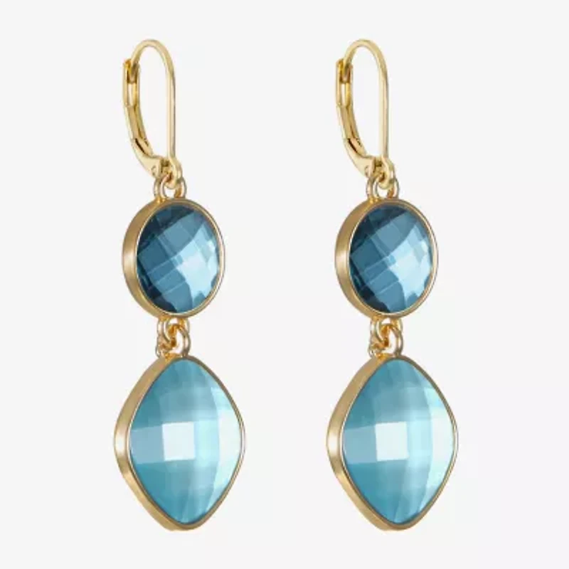 Monet Jewelry Womens Pink Glass Round Cushion Drop Earrings