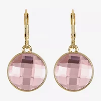 Monet Jewelry Womens Pink Glass Round Cushion Drop Earrings