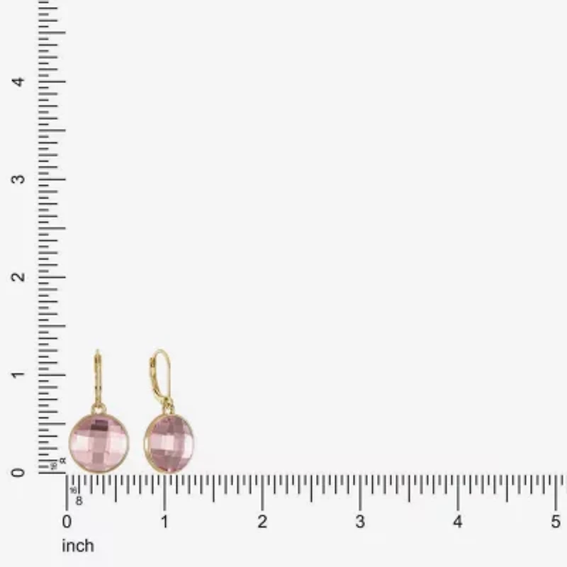 Monet Jewelry Womens Pink Glass Round Cushion Drop Earrings