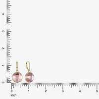 Monet Jewelry Womens Pink Glass Round Cushion Drop Earrings